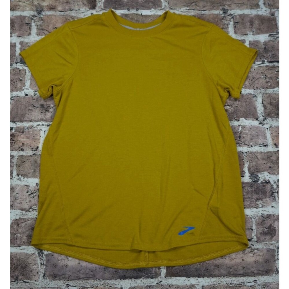 Brooks Running Shirt Women S Yellow Short Sleeve Athletic Workout Top Active